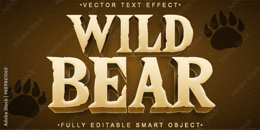 Aufkleber wild bear vector fully editable smart object text effect