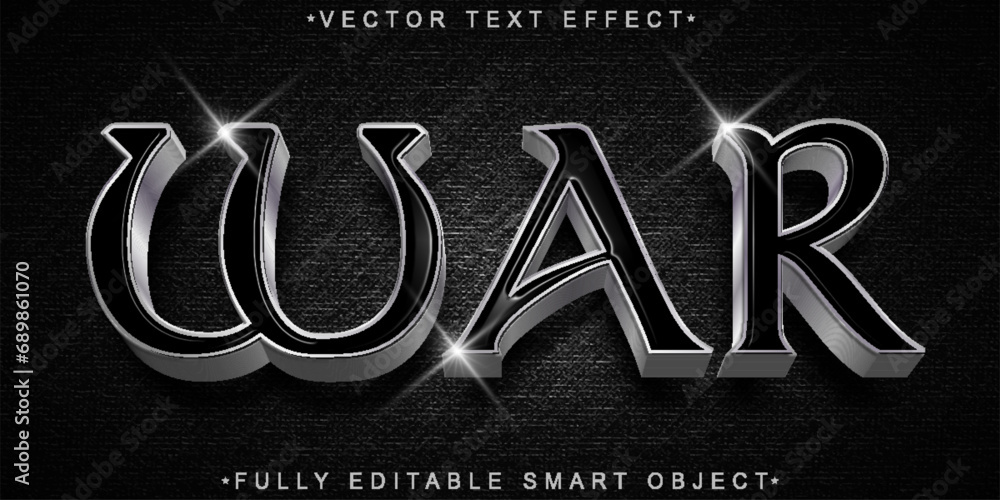 Poster silver black war vector fully editable smart object text effect