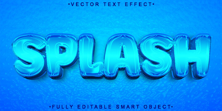 Blue Water Splash Vector Fully Editable Smart Object Text Effect