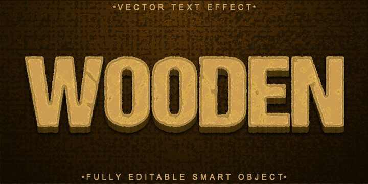 Wooden Vector Fully Editable Smart Object Text Effect
