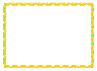 Green and yellow frame with ornament vector illustration	
