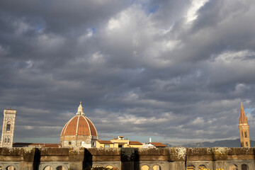 The Cathedral of Santa Maria del Fiore as seen from the Uffizi in Florence, Italy