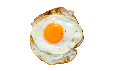 fried egg, transparent and white background, top view, flat lay. png 