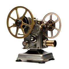 Obraz premium Vintage Film Projector. A Vintage Film Projector Isolated to Evoke the Golden Era of Cinema and the Magic of Old Movies.. Cutout PNG.