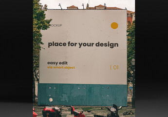 GIgantic Square Sign on Plaza Mockup