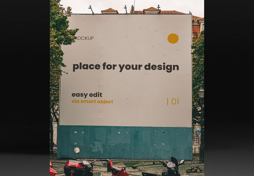 GIgantic Square Sign on Plaza Mockup