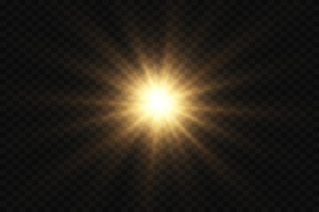 The light effect star flashed. Bright light and flash. On a transparent background.