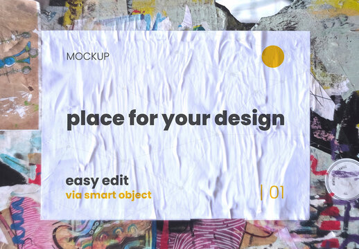 Horizontal Paper Paste on Street Wall Mockup