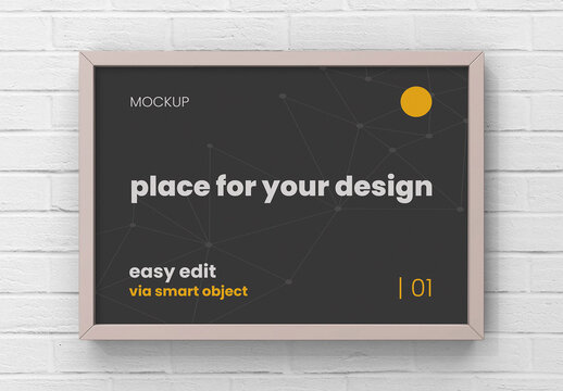 Horizontal Poster with Simple Frame Mockup