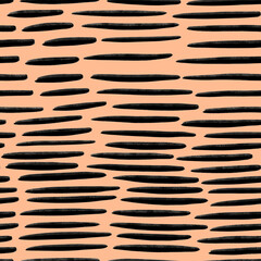 Abstract Organic Shapes Seamless Pattern. Pastel boho background in minimalist mid century style. Perfect seamless print for home decor. Pantone color Peach Fuzz