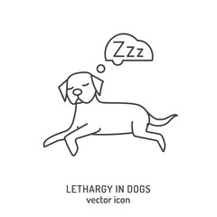 Dog fatigue and lethargy icon. Apathy in dogs.