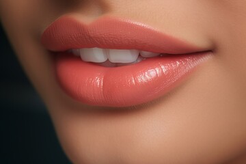 Fototapeta premium Beautiful volume lips, hyaluronic acid correction, natural and sensual lips.