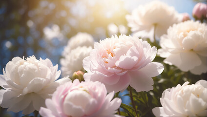 Beautiful peony flowers close-up in nature summer
