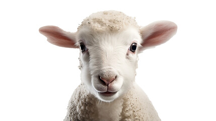 Portrait of a cute lamb on white background