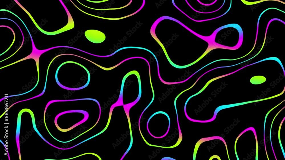 Poster Beautiful abstract wavy lines technology backdrop wave digital effect particles. Seamless Loop 4k