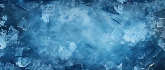 Frozen Tundra Ice Texture background,Blue ice cubes texture, can be used for printed materials like brochures, flyers, business cards. - obrazy, fototapety, plakaty