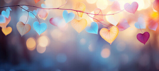 Leaves in the Shape of Heart Background, Autumn Love Mood Concept