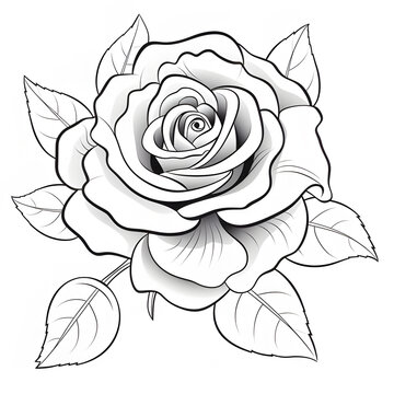 black rose isolated on white ai generative