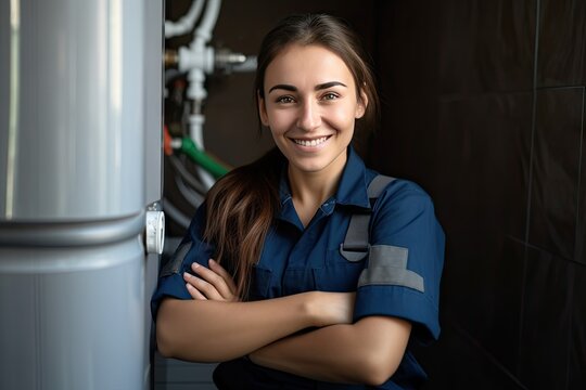 beautiful woman plumber