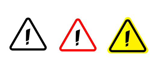 Warning icon set. Alert sign. Danger warning icon. hazaed. Error message. Danger warning. Information. vector design illustration