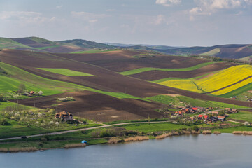 landscape in the country side in Spring time Transilvania Romania