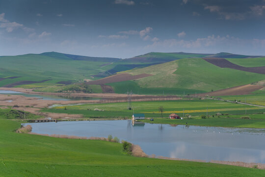 landscape with lake Zau de câmpie in Transylvania country side