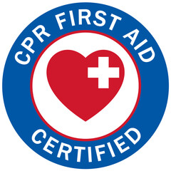 First aid sign emblem sticker CPR first aid certified
