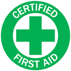 Obraz premium First aid sign emblem sticker certified first aid