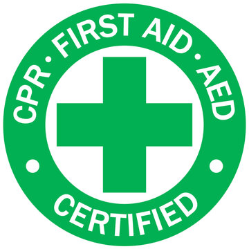 First aid sign emblem sticker CPR first aid AED certified