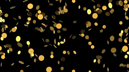 Falling coins or money golden rain background