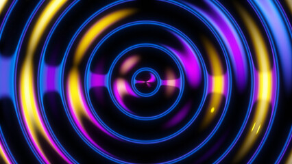 Futuristic iridescent holographic waves. Metallic foil background. Neon colors wavy surface