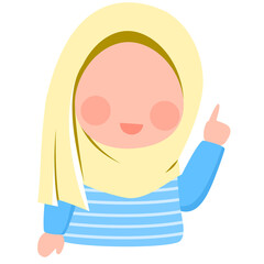Muslim child points