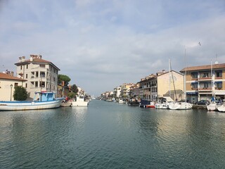 Obraz premium Historic and idyllic old town and harbor in Grado, Italy