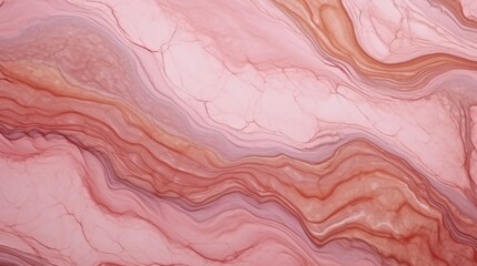 Soft Pink Marble with Wooden Rosewood Horizontal Background. Abstract stone texture backdrop with water drops. Bright natural material Surface. AI Generated Photorealistic Illustration.
