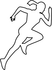 Running sport women icon in line. isolated on transparent background Containing runner, race, finish, boy stick figure running fast and jogging elements. symbol Vector for apps and website