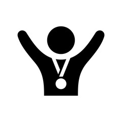 Fototapeta premium Winner icon. Medal with neck ribbon. Award. Vector icon isolated on white background.