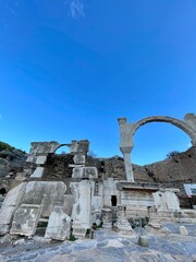 Elements of ancient architecture and ruins of Ephesus, Izmir. 