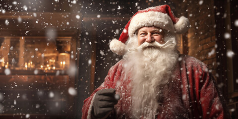 Portrait of smiling Santa Claus. Christmas and New Year concept