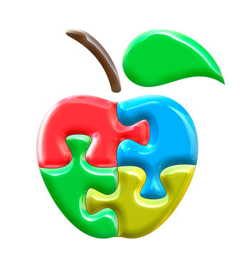 Colorful puzzle apple fruit stock illustration isolated on white background.	
