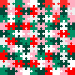 Merry Christmas jigsaw puzzle stock vector background.	
