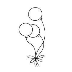 Line sketch, doodles of balloons. Vector graphics.