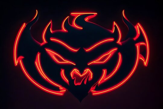 Neon 3D image of dark devil