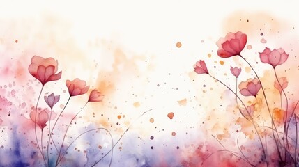 Watercolor floral background. Watercolor flowers