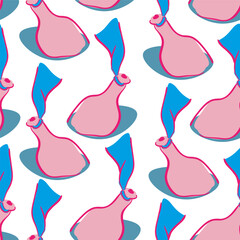 seamless pattern with glass bottle with a letter in the sea in a vector with flat style. illustration of an object on the theme of tales of cartoon pirates adventures