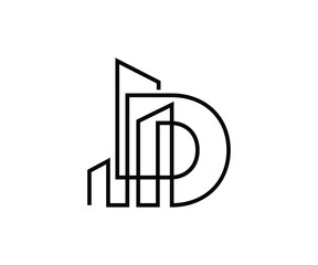 Real estate statistic Letter D, Property logo design D initial letter.