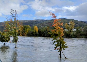 Inundaciones del río Sil en Valdeorras, Galicia