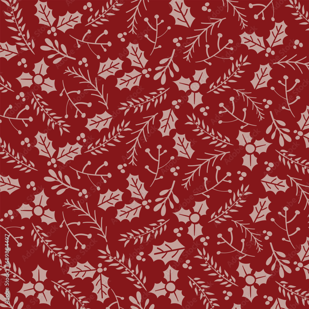 Poster christmas tree branches seamless pattern background vector design.