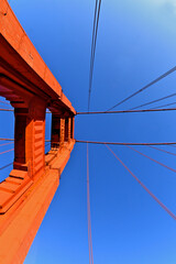View up at South Tower. Golden Gate Bridge, San Francisco, California