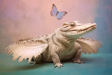 Poster Studio portrait of butterfly crocodile with butterfly wings © RealPeopleStudio