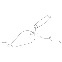 Trowel icon. Trowel icon isolated on white background. Working tool icon sign symbol. Single line art style.